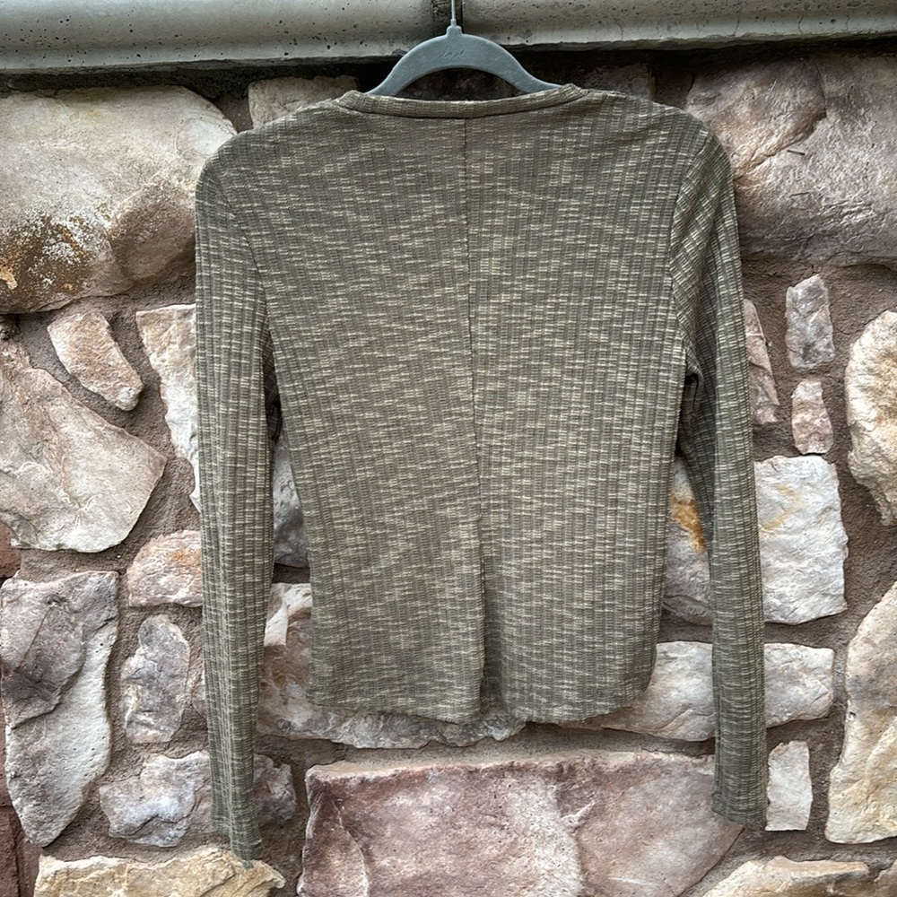 Intimately Free People Long Sleeve Top Olive Green Small Ribbed Casual - Picture 4 of 6